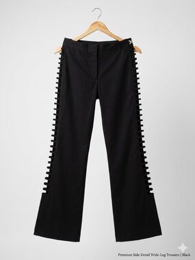So Good Chic Black Wide Leg Pants Side Grommet Cutout Detail Wide-Leg